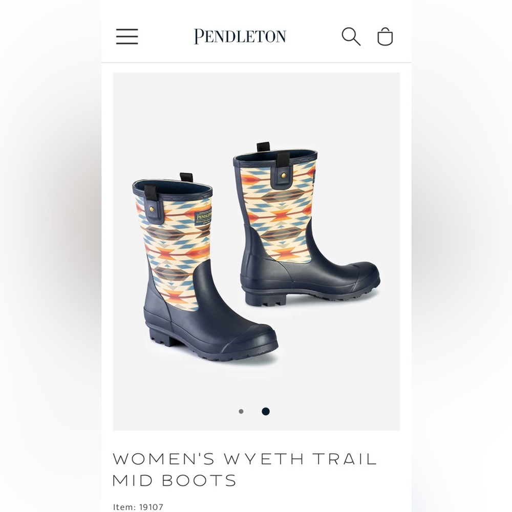 Pendleton Navy Rubber Sole Boots